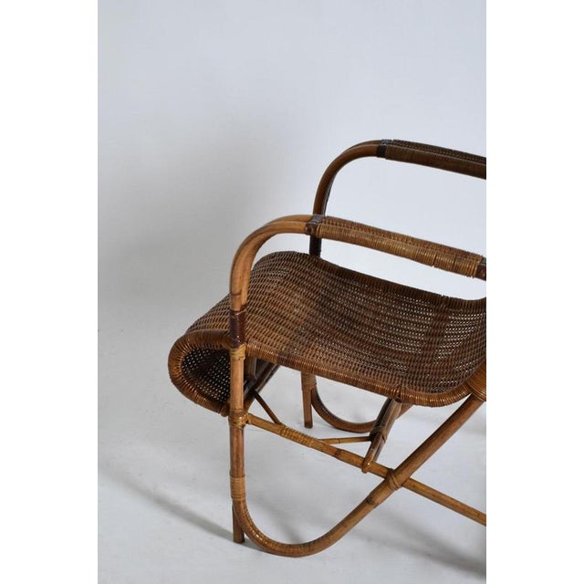 1950s Rattan and Wicker High Back Armchair, 1950s For Sale - Image 5 of 6