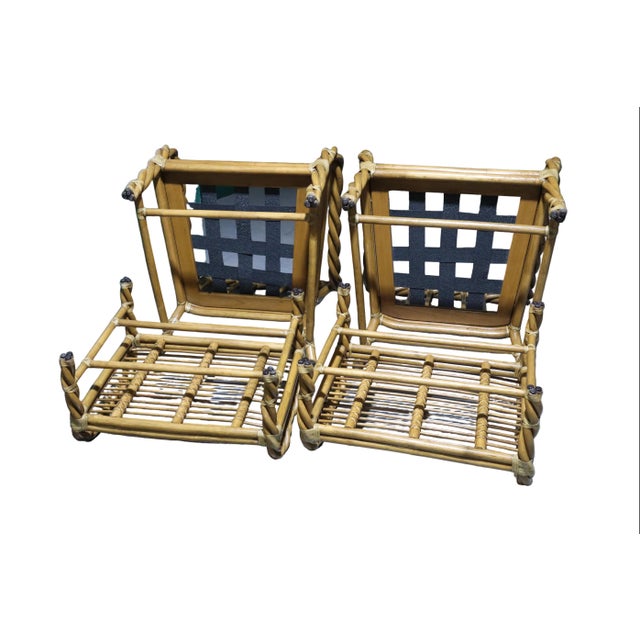 Vintage Pair of Organic Modern McGuire Twisted Bamboo Reclining Arm Chairs With Ottomans For Sale - Image 13 of 13