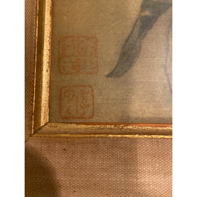 Antique Chinese Export Silk Bird Painting on Branch – Early 20th Century – Framed For Sale - Image 11 of 12