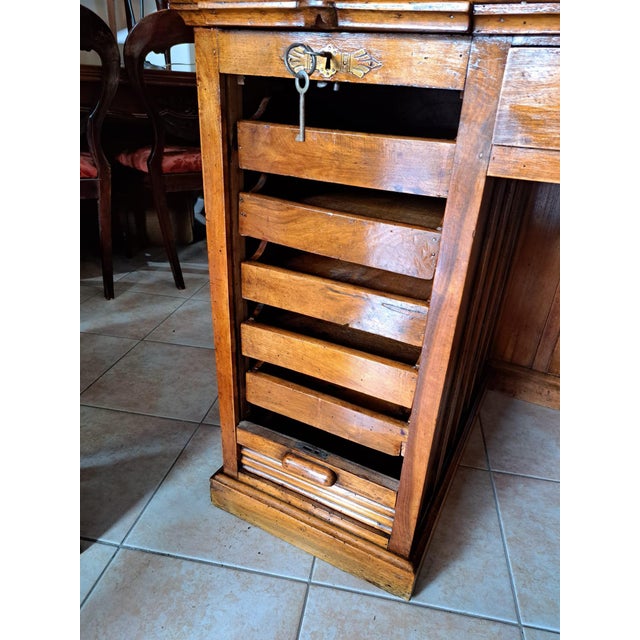 Italian Roller Desk in Walnut For Sale - Image 6 of 10