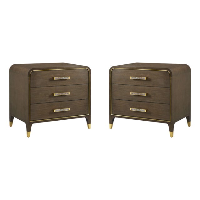 Pair of Hollywood Regency Nightstands For Sale