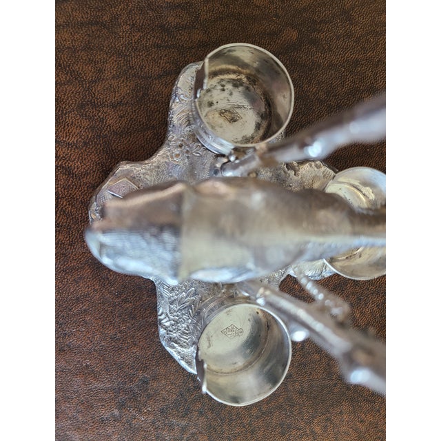 Silver Antique Victorian Silverplate Cow Cruet Set Condiment Holder For Sale - Image 8 of 13