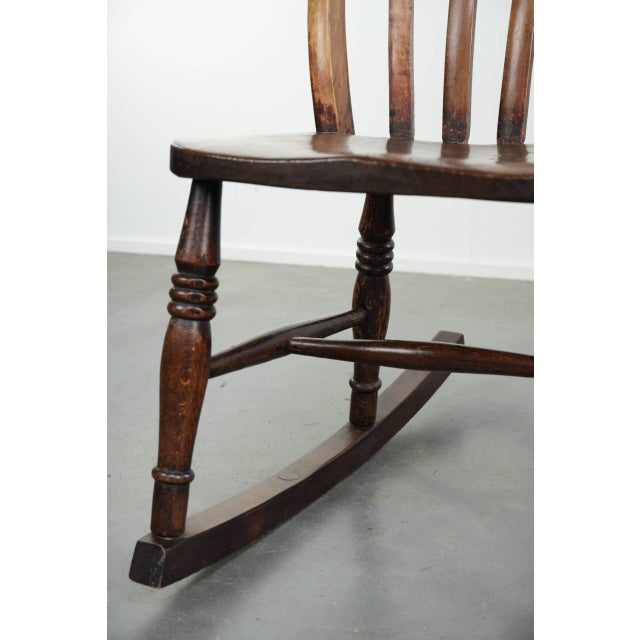 English Windsor Rocking Chair in Oak For Sale - Image 11 of 12