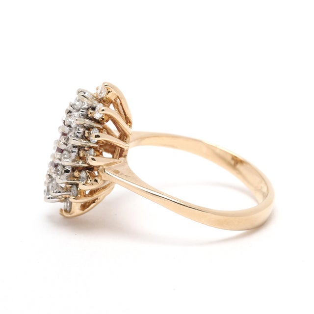 0.83ctw Ruby and Diamond Cocktail Ring, 14k Yellow Gold, Ring Size 4 For Sale - Image 4 of 6