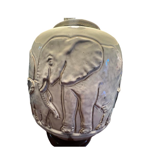 Vintage Mid Century Modern Large Elephant Table Lamp Studio Ceramic For Sale In Palm Springs - Image 6 of 8