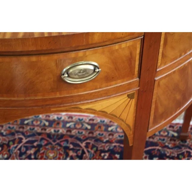 Baker Furniture Inlaid Mahogany Federal Style Demilune Sideboard Buffet Server For Sale - Image 9 of 15
