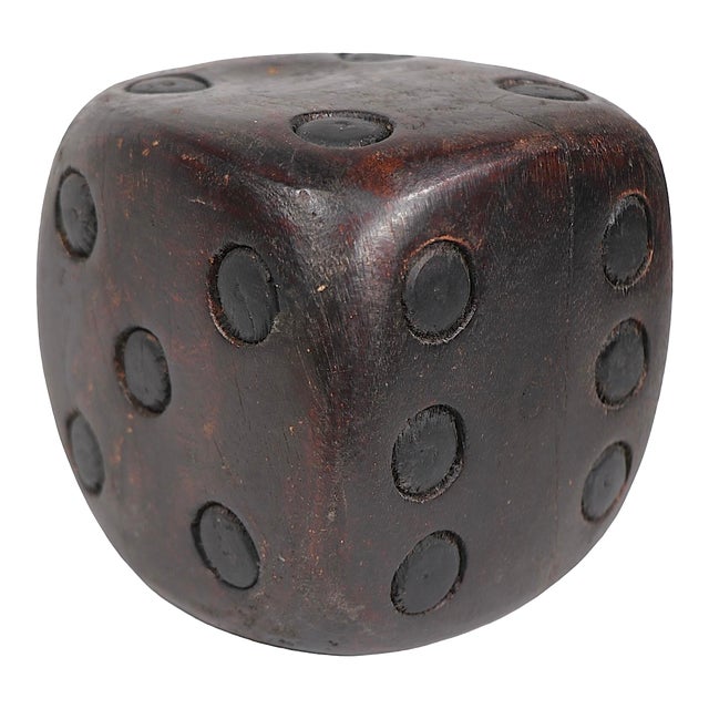 Large Folk Art Carved Wood Dice For Sale