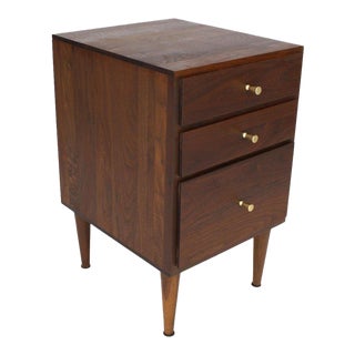 1960s Mid-Century Modern Solid Oiled Walnut 3-Drawer End Table For Sale