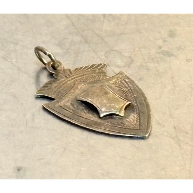 Antique Silver Tone Pocket Watch Fob Medal Pendant For Sale - Image 4 of 4
