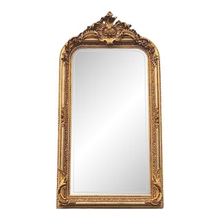 Late 20th French Louis XVI Gold Wood Floor Mirror For Sale