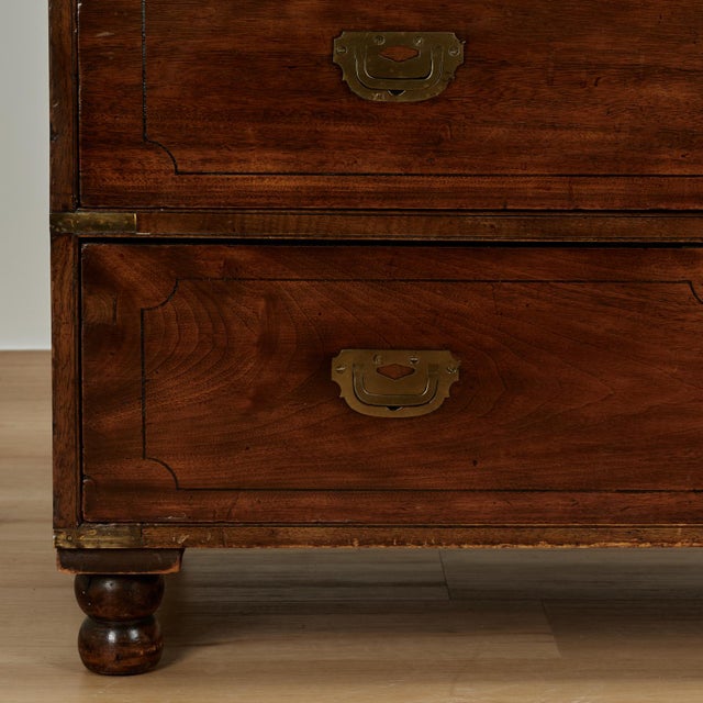 Wood Antique British Colonial Campaign Chest of Drawers For Sale - Image 7 of 16