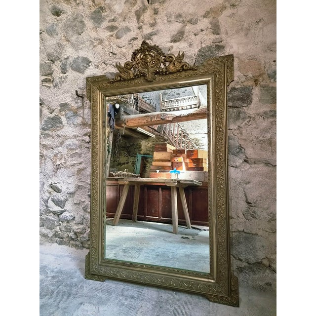 Large Napoleon III French Mirror with Composition Frame, 1890s For Sale - Image 3 of 16
