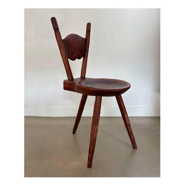 Antique Wooden Farmhouse Tripod Chair, 1900s For Sale - Image 11 of 11