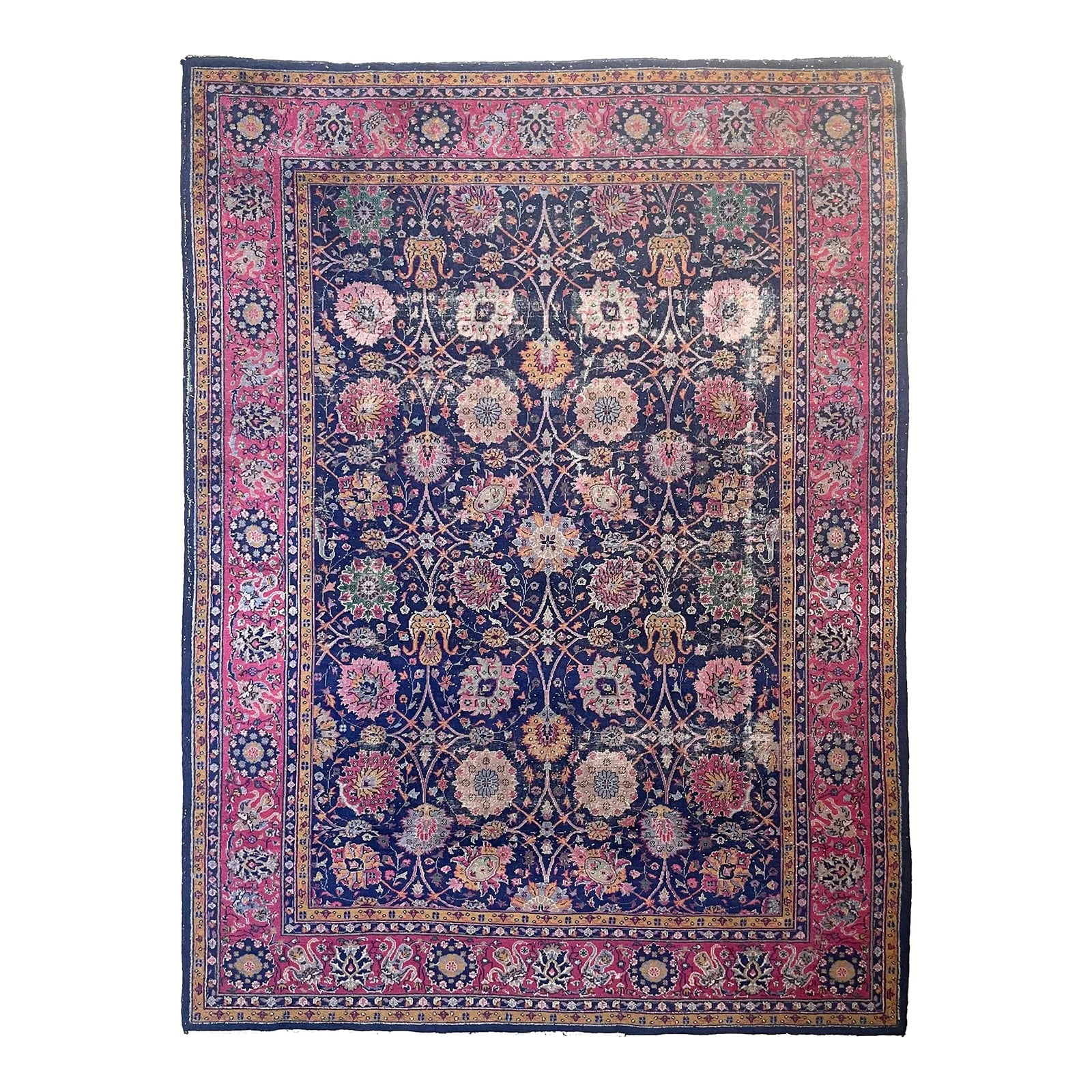 Vintage Turkish Tabriz Design Rug - 9.3 X 12.2 | Chairish