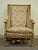 Antique French Louis XVI Victorian Gold Gilt Wood Wing Back Bergere Arm Chair. Item features a large impressive profile,...