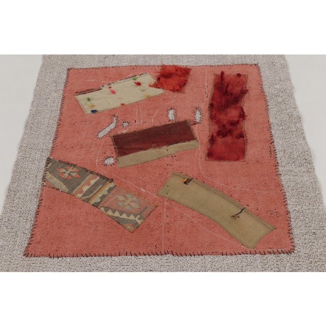 1950s Vintage Patchwork Tapestry “Fragments of Time” in Neutral Pink Hues - Rug & Kilim For Sale - Image 5 of 9