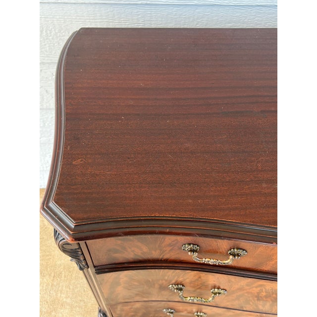 Antique Georgian Revival Chest of Drawers Flame Mahogany Serpentine Carved C1940 For Sale - Image 14 of 18