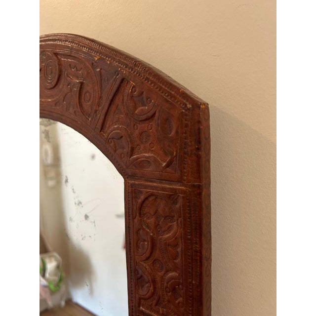 Embossed Leather Mirror, 1970 For Sale - Image 6 of 10
