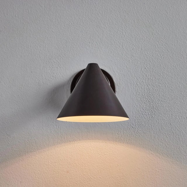 Metal Hans-Agne Jakobsson 'Mini-Tratten' Dark Brown Patinated Outdoor Sconces - a Pair For Sale - Image 7 of 11