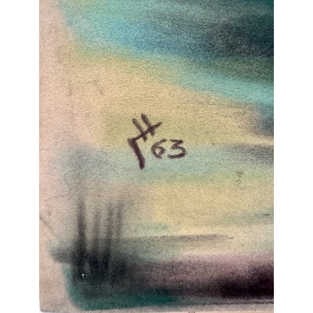Henry Emil Salloch Original Pastel on Paper Expressionist Nocturn Landscape With Blazing Woods, 1963. For Sale - Image 4 of 6
