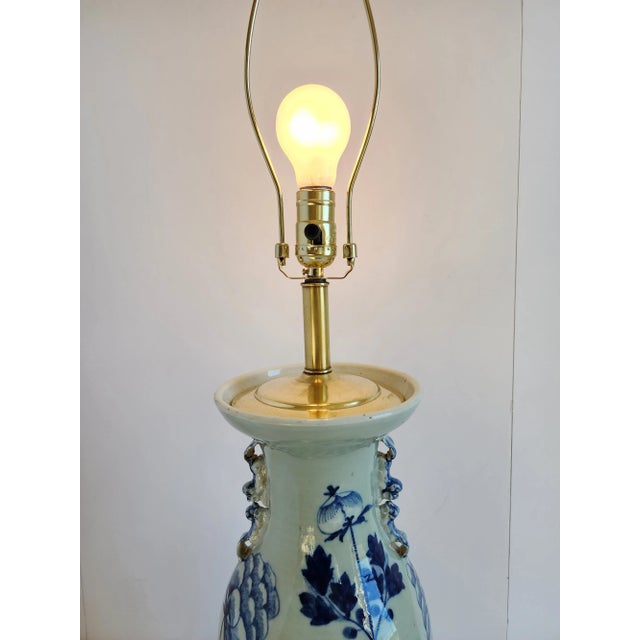 Antique 19th Century Chinese Celadon & Blue Table Lamp For Sale - Image 12 of 12