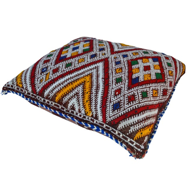 Mid 20th Century Moroccan Berber Pillow with Colorful Diamonds For Sale - Image 4 of 11