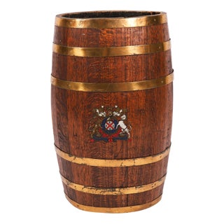 Antique Oval Brass-Bound Barrel Umbrella and Stick Stand, 1810s For Sale