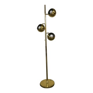 Mid Century Modern Brass Standing Floor Lamp in Sonneman Style For Sale