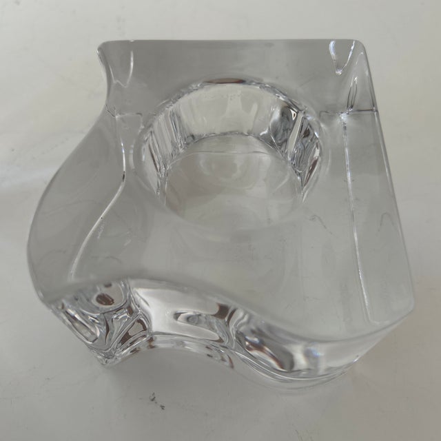 Mid-Century Modern Vintage Orrefors Sweden Modernist Crystal Candle Holders—Pair For Sale - Image 3 of 7