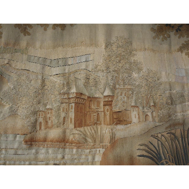 Large castle tapestry with a park view motif. The tapestry is hand-woven. Wool and silk. The tapestry is professionally...