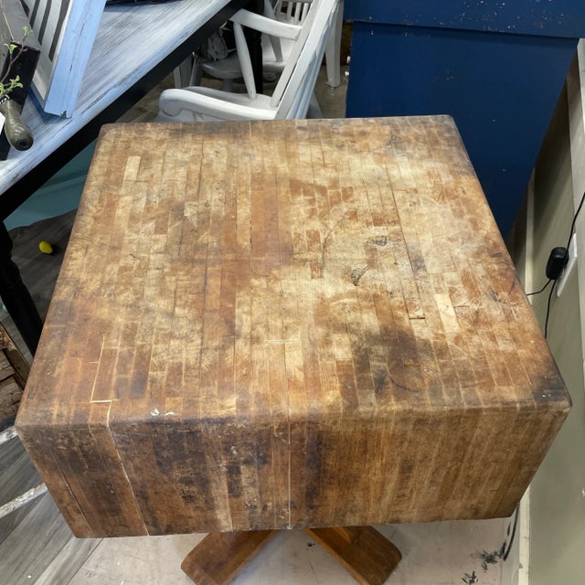 Antique Pedestal Base Butcher Block For Sale - Image 10 of 12