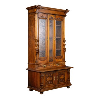 Decorative Gründerzeit Bookcase in Walnut and Oak, 1800s For Sale