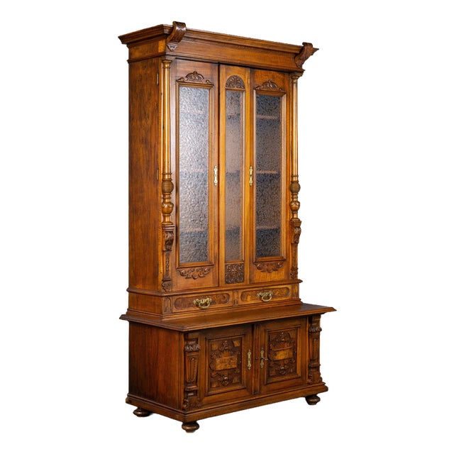 Decorative Gründerzeit Bookcase in Walnut and Oak, 1800s For Sale