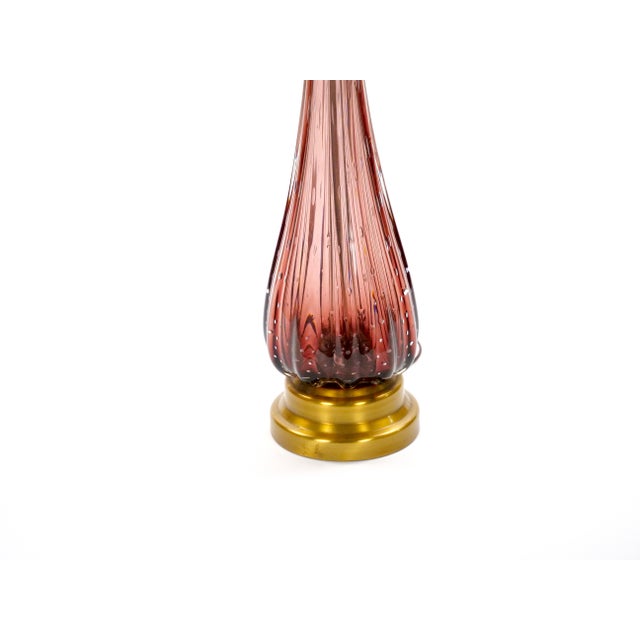Mid-Century Modern Italian Venetian Glass Ice Purple / Gold Fleck Table Lamps For Sale - Image 9 of 11
