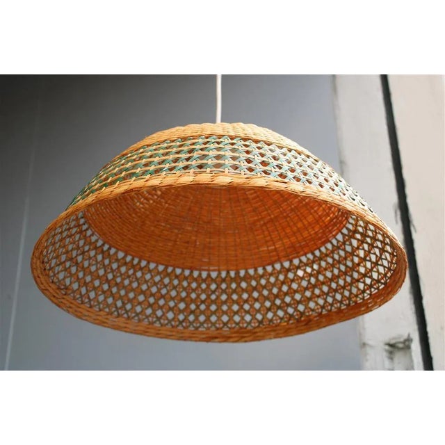 Dome Pendant Light in Woven Straw, Italy, 1960s For Sale - Image 6 of 8