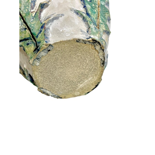 Vintage Italian Earthenware Vase With Stylized Peacock Feather Design For Sale - Image 6 of 13