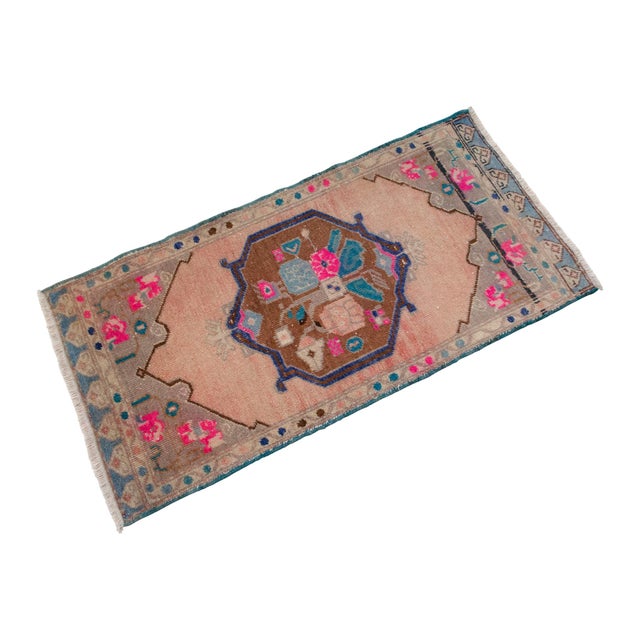 Turkish Hand Made Small Rug Doormat Enrtyway Decor - 1'10" X 3'9" For Sale - Image 6 of 13