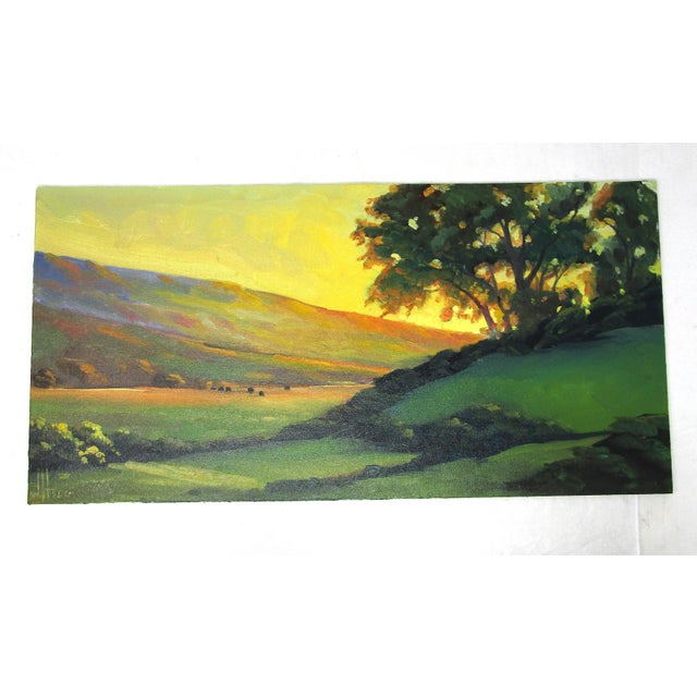 Vintage Hills Valley Sunset Trees Landscape Acrylic Painting Artist Signed Chairish