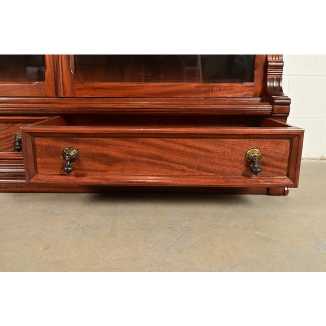 Herter Brothers Style Antique Eastlake Victorian Carved Mahogany Bookcase Cabinet, Circa 1880s For Sale In South Bend - Image 6 of 14
