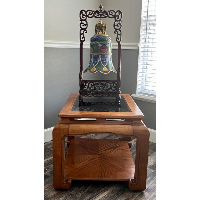 C 1900 Large Chinese Cloisonné Enamel Bell With Stand For Sale - Image 11 of 11