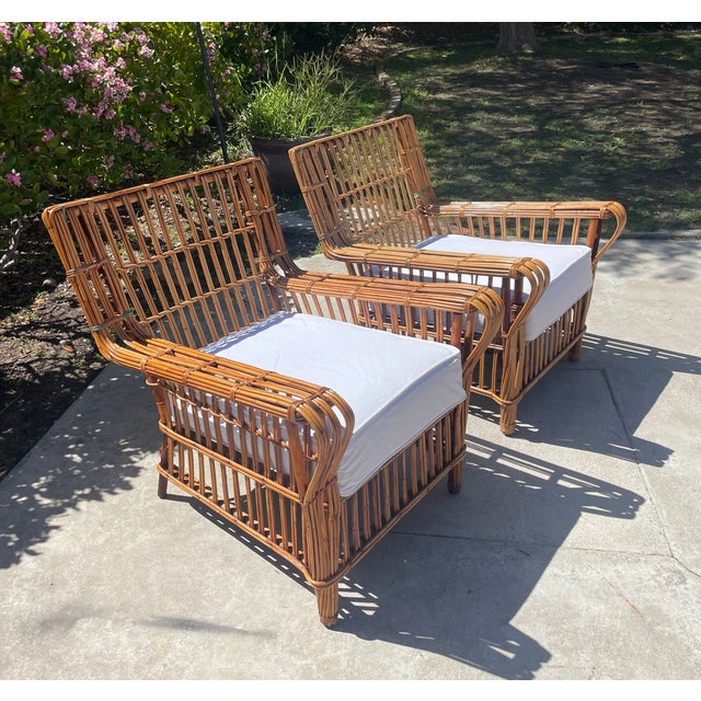 Wood Antique Stick Wicker Sofa & Lounge Chairs, a Set of 3 Attributed to Heywood Wakefield For Sale - Image 7 of 15