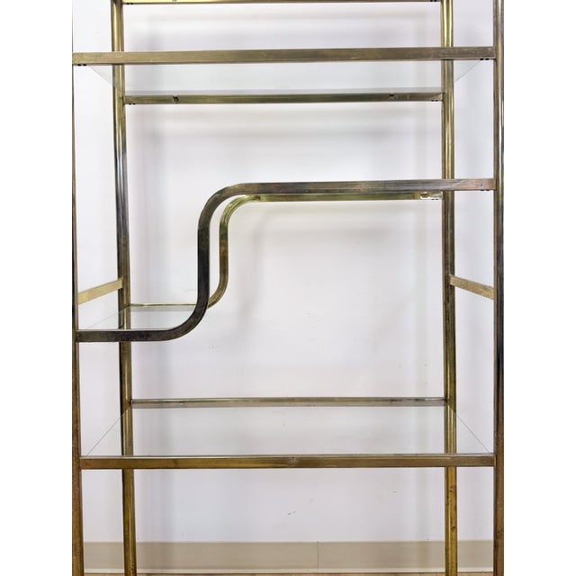 Milo Baughman Vintage Milo Baughman Style Brass Tone Etagere Shelf Vintage Hollywood Regency For Sale - Image 4 of 17