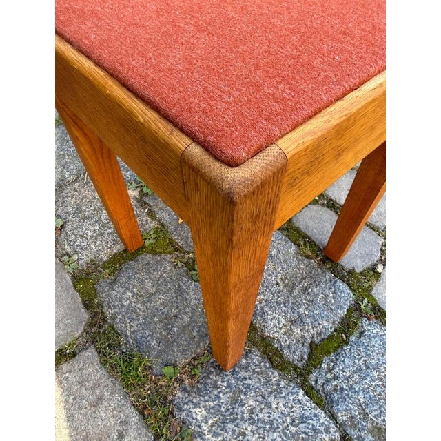 Danish Oak Stool with Red Seat For Sale - Image 9 of 11