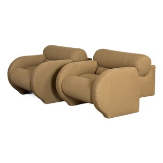 Vintage 1980's Attributed to Vladimir Kagan Arriviste Roll Back Lounge Chairs For Sale
