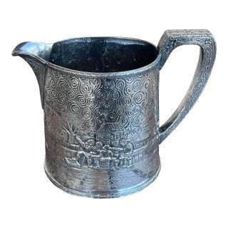 Farmhouse Arts & Crafts English Derby s.p. Co Intl. Figural Repousse Village Vase For Sale