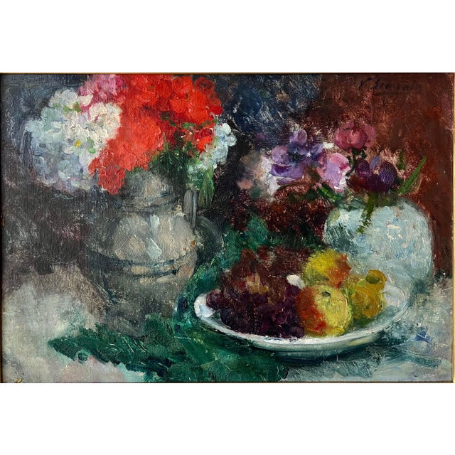 Victor Simonin, Belgian Post Impressionist Oil Painting of Flowers Victor Simonin Fauvist Master For Sale - Image 12 of 13