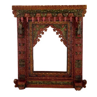Hand Painted Peacock Jharokha Wall Decor Frame For Sale