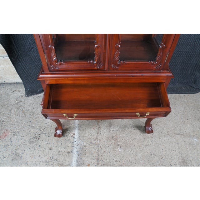 Mahogany Chippendale Ball & Claw Curio Display Bookcase China Cabinet For Sale - Image 10 of 12