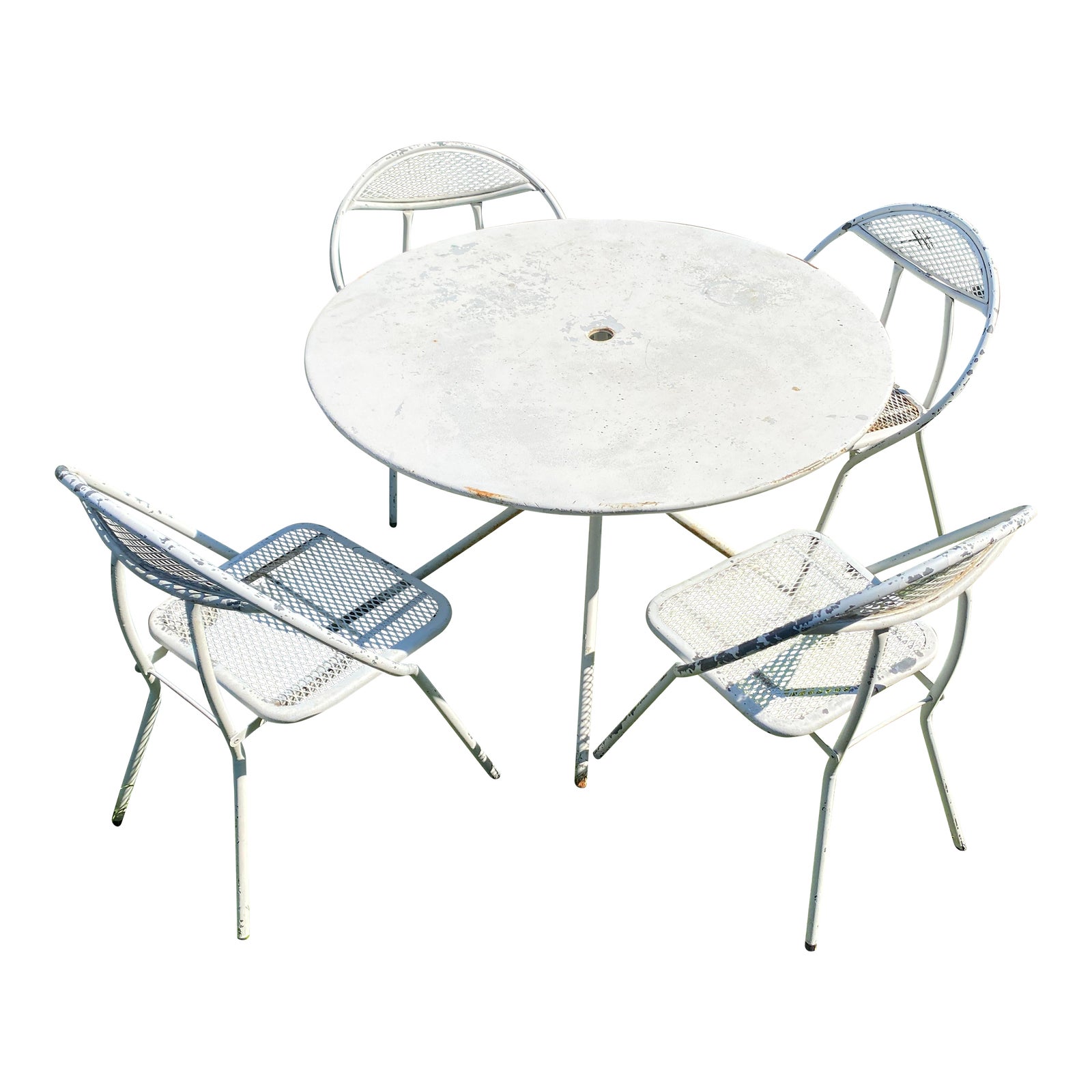 1950’s MidCentury Modern White Metal Outdoor Dining Set Chairish