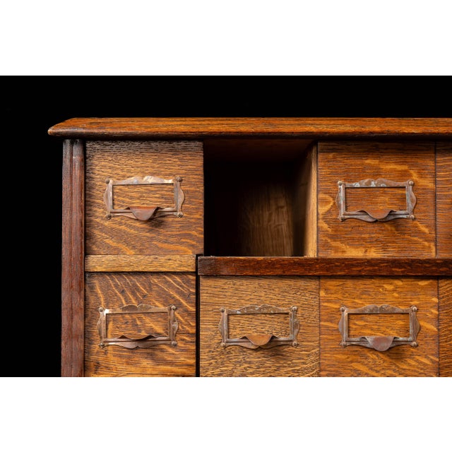 Early 20th Century Tiger Oak Puzzle Box Card Catalog For Sale - Image 13 of 14